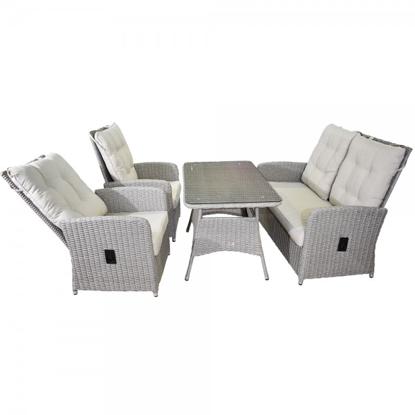 Garten-Garnitur Lounge-Möbel verstellbare Rückenlehne Rattan mit Tisch